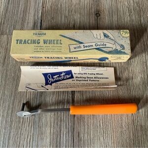 Vintage Traum DTC Dressmaker’s Tracing Wheel w Seam Guide Boxed 1949